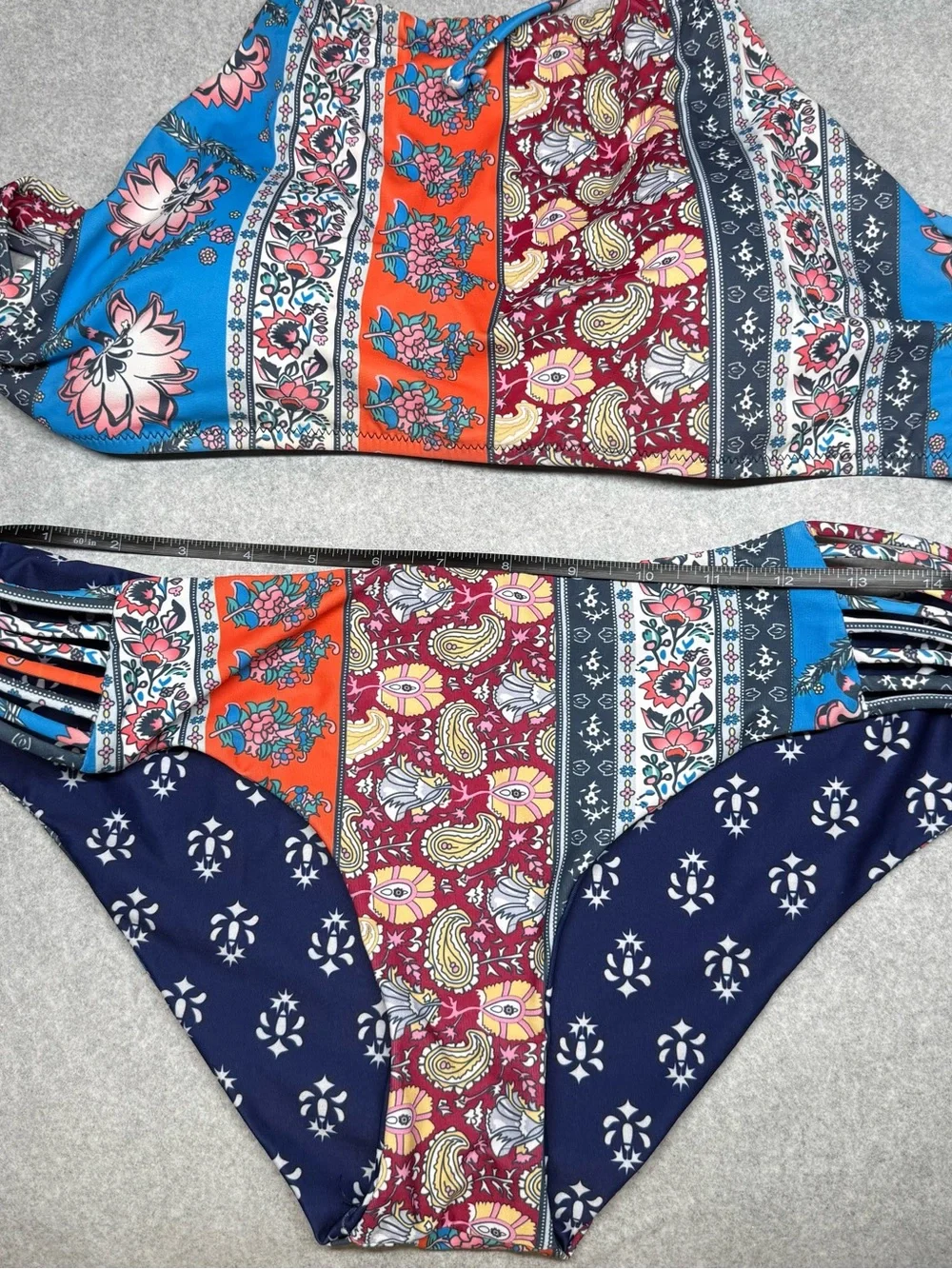 Cupshe Multicolor Patchwork Halter Bikini - Blue, Orange, Red, Navy